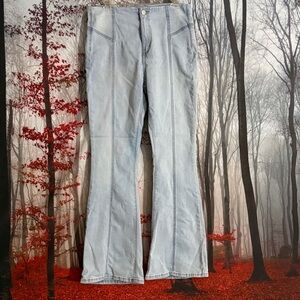Light Wash Flare Jeans - Blue Wide Leg